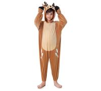 maxToonrain Kids Reindeer Costume with Paws Gloves Hooded Reindeer Onesie for World Book Day/Book Week, Halloween, Christmas and Birthday Theme Party (5-6 Yrs, Medium)