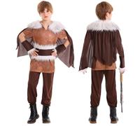 maxToonrain Kids Viking Warrior costume boys with accessories，barbarian cosplay outfit，Medieval Gladiator Fancy Dress(M(9-10Y))