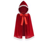 maxToonrain Little Red Riding Hood Cape Kids,Kids Red Velvet Cape with Hood Fairytale Character World Book Day Halloween Costumes for girls(White Lace,75)