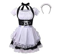 maxToonrain Maid Costume Plus Size,Women's Halloween Costumes Cosplay Cute Party Fancy Dress French Maid Outfit Dress for Womens Girls(Black4pc,XL)
