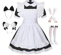 maxToonrain Maid Costume Women Alice Doll Collar Dress Gifts Maid Outfit Set for Womens Girls Dress Up(6PCS)(Black,XL)