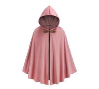 maxToonrain Medieval Costume with Hood Northern Knight Renaissance Hooded Cloak Vintage Gothic Witch Wizard Victorian Halloween Fancy Dress Costume (Pink,130cm-Men)