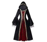 maxToonrain Medieval Costume Women Plus Size,Women's Halloween Costumes Renaissance Dress Burgundy Vintage Gothic Velvet Victorian Dresses World Book Fancy Dress For Women(Black，M)