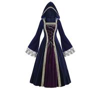 maxToonrain Medieval Costume Women Short,Women's Halloween Costumes Renaissance Dress Burgundy Vintage Gothic Velvet Victorian Dresses World Book Fancy Dress For Women(Blue，L)
