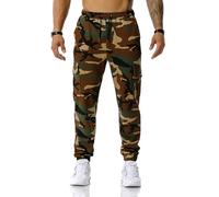 maxToonrain Men's Camo Cargo Joggers Loose Fit Tracksuit Bottoms with Four Pockets Elastic Waistband for Casual Outdoor Hiking Combat Gym Daily (Army Green, Medium)