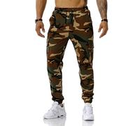 maxToonrain Men's Camo Cargo Joggers Loose Fit Tracksuit Bottoms with Four Pockets Elastic Waistband for Casual Outdoor Hiking Combat Gym Daily (Army Green, X-Large)