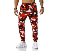 maxToonrain Men's Camo Cargo Joggers Loose Fit Tracksuit Bottoms with Four Pockets Elastic Waistband for Casual Outdoor Hiking Combat Gym Daily (Red, Large)