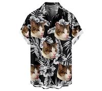 maxToonrain Mens Hawaiian Shirts Short Sleeved Button Down Casual Summer Beach Shirt for Funny Tropical Holiday Funky Party (Cat Black,XL)
