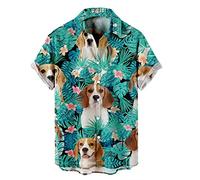 maxToonrain Mens Hawaiian Shirts Short Sleeved Button Down Casual Summer Beach Shirt for Funny Tropical Holiday Funky Party (Dog Blue,S)