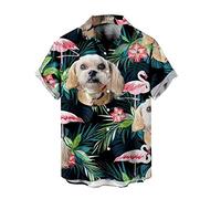 maxToonrain Mens Hawaiian Shirts Short Sleeved Button Down Casual Summer Beach Shirt for Funny Tropical Holiday Funky Party (Dog Black,S)