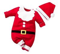 maxToonrain My First Christmas Outfit for Baby Long Sleeve Elf Costume Boys and Girls Sleepwear Toddlers One-Pieces Rompers (Red Santa Claus,12-18 Months)