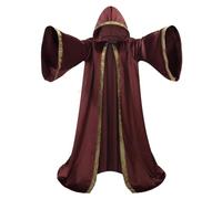 maxToonrain Mystic Adult Wizard Robe with Dutch Velvet，Medieval Knight Hooded Cloak, Flare Sleeve Style Wizard Outfit of the Renaissance Period for Halloween, Masquerade and St. Patrick's Day