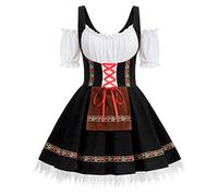maxToonrain Oktoberfest Outfit Girls,Women's German Beer Bavarnian Traditional Short Sleeve Off Shoulders Halloween Costume Fancy Maid Dress for Womens(Black L)