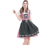 maxToonrain Oktoberfest Outfit Women,Womens Bavarian Dirndl Dress German Beer Festival outfits Halloween Costumes for Women ladies((X-Large,red plaid)