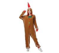 maxToonrain Onesies For Women With Feet Gingerbread Man,Adult Christmas Costume Outfits Santa Hat Hooded Pyjamas Nightwear Cosplay Pjs Fancy Dress Costumes For Women(Colourful,L)