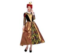 maxToonrain Queen of Hearts Costume Women,Adult Fancy Dress Elegant Luxury Queen Costume Long Dresses Maxi for World Book Day Halloween Christmas Cosplay Party(Gold,M)