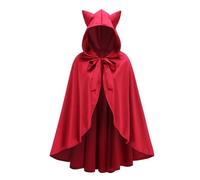 maxToonrain Red Riding Hood Cape And Basket,Red Cape Cloak with Hood Adult Velvet Halloween Little Riding Hood Costumes Fairytale Character World Book Day Costume for Women（Hooded ear design red，90cm）