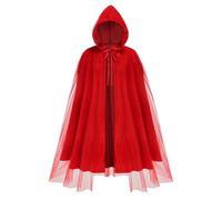 maxToonrain Red Riding Hood Cape And Basket,Red Cape Cloak with Hood Adult Velvet Halloween Little Riding Hood Costumes Fairytale Character World Book Day Costume for Women（Mesh style，120cm）