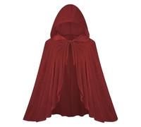 maxToonrain Red Riding Hood Cape And Basket,Red Cape Cloak with Hood Adult Velvet Halloween Little Riding Hood Costumes Fairytale Character World Book Day Costume for Women（Solid color wine red，70cm）