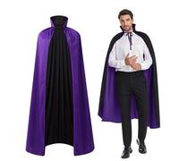 maxToonrain Reversible Black & Purple Cape for Adults, Easter Halloween Christmas Cloak Fancy Dress Vampire Witch Wizard Role Play for World Book Day (120CM,Stand Collar)