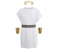 maxToonrain Roman Costume Adult,Unisex Holloween Costumes Toga Costume Tunic Set with Greek Goddess Accessories Caesar Party Fancy Dress for Mens(White,S)