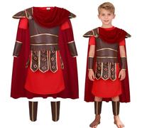 maxToonrain Roman Soldier Costume for Kids Viking Outfit | Boys Warrior Centurion Gladiator Set, Medieval Greek Role Play Kit-Tunic, Chest Plate, Gold Helmet, Arm Guards