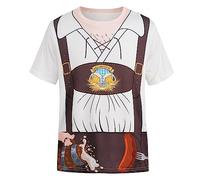 maxToonrain T Shirts for Men Oktoberfest Costume Funny,Adult Traditional Bavarian Lederhosen Shirt Shortsleeve Plain 3D Print Shirts for Mens(White01,2XL)