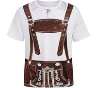 maxToonrain T Shirts for Men Oktoberfest Costume Green,Adult Traditional Bavarian Lederhosen Shirt Shortsleeve Plain 3D Print Shirts for Mens(White02,L)