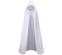 maxToonrain Velvet Hooded Cape for Adults, Unisex Cloak with Hood for Halloween Christmas World Book Day Fancy Dress Costume (130cm, White)