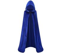 maxToonrain Velvet Hooded Cape for Adults, Unisex Cloak with Hood for Halloween Christmas World Book Day Fancy Dress Costume (170cm, Blue)