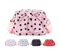 MAXTOP Small Crossbody Bags for Women Belt Bag Fanny Pack with Adjustable Strap, Pink Black Polka Dot, S, Girls Purse