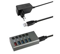 Maxtrack CH10L 5 Port USB 3.0 Hub Single Switchable Silver-Grey