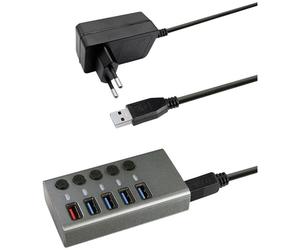 Maxtrack CH11L USB 3.0 hub with 8 ports silver-grey individually c...