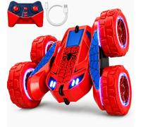 MaxTronic USB-C Dual Direct Charging Remote Control Cars - High/Low Speed 15km/h, 360° Flips, LED Lights, 4WD Off-Road, 2.4GHz Rechargeable Stunt Car, Durable RC Toy Gift for Boys Girls Age 3-12