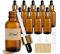 Maxumille 10Pcs Amber Pipette Dropper Bottle 30ml for Essential Oil Massage