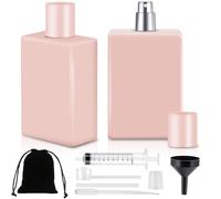 Maxumille 2PCS 100ml Perfume Atomiser Refillable, Glass Perfume Spray Bottles with Carrying Case for Traveling, Empty Portable Atomiser Refill Spray Bottle Man Woman (2x Pink)