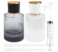 Maxumille 2PCS Gradient Perfume Atomiser Refillable 50ml with 5 Accessories, Glass Perfume Spray Bottles for Traveling, Empty Portable Atomiser Refill Spray Bottle Man Woman (Black & White)