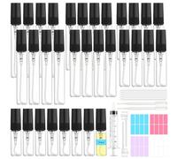 Maxumille 32PCS Mini Glass Perfume Bottles, 3ml 5ml 8ml 10ml Portable Refillable Perfume Sample Bottle & Pipettes Test Strips, Transparent Makeup Atomizer Sprayer, Fine Mist Atomiser for Man Woman
