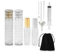 Maxumille 4 Pcs Mini Portable Aftershave Travel Bottle Set 8ml & 30ml with 7 Accessories, 2 x Travel Perfume Atomiser Refillable 8ml + 2 x Glass Perfume Spray Bottle 30ml Fragrance Decanter for Purse