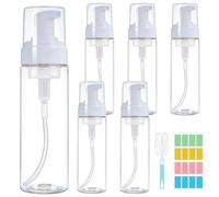 Maxumille 6 Pack Foam Pump Bottle Travel 200ml, Mousse Foam Soap Dispenser with Sitcker, Brush, Clear Plastic Foaming Soap Dispenser Refillable for Face Wash Lash, Liquid Hand Soap Mousse Bottle