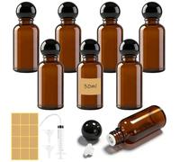 Maxumille 8 Pcs 30ml Amber Glass Essential Oil Bottles with Screw Caps