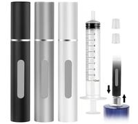 Maxumille Perfume Atomiser 8ml,3 PCS Perfume Travel Bottle,Atomiser Spray Bottle,Refillable,Travel Aftershave Dispenser Bottle Easy to Refill,Travel Size Perfume for Women and Men (Black Grey Sliver)