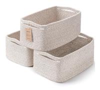 Maxuni 3-Pack Small Storage Baskets for Organizing | Woven Shelf Toy Basket | Rope Baskets for Gifts Empty | Closet Organizer Bins with Handles | Cube Decorative Box | 11.8×7.8×5.1” | Mixed brown