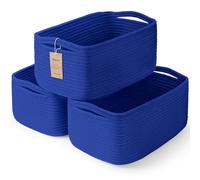 Maxuni 3-Pack Storage Baskets for Organizing | Woven Shelf Toy Basket | Rope Baskets for Gifts Empty | Closet Organizer Bins with Handles | Cube Decorative Box | 13.7×7.1×6.7” | Klein Blue