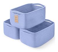 Maxuni 3-Pack Storage Baskets for Organizing | Woven Shelf Toy Basket | Rope Baskets for Gifts Empty | Closet Organizer Bins with Handles | Cube Decorative Box | 11.8×7.8×5.1”|Sky Blue