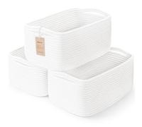Maxuni 3-Pack Storage Baskets for Organizing | Woven Shelf Toy Basket | Rope Baskets for Gifts Empty | Closet Organizer Bins with Handles | Cube Decorative Box | 13.7×7.1×6.7” | White