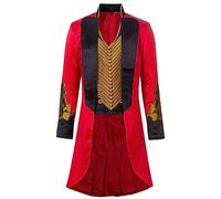 MAXUPO Adult Greatest Showman PT Barnum Costume Men's Circus Ring Ringmaster Costume Halloween Cosplay Uniform Tailcoat Jacket Suit (Red/Black, M)