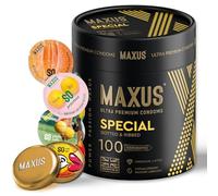 MAXUS Special, 100 Dotted & Ribbed Lubricated Condoms for Men, Regular Fit, Natural Latex, Easy-On Shape, Premium Quality, Includes Stylish Metal Case, Pack of 100