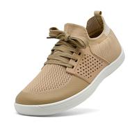 maxvinci Barefoot Shoes Mens Knitted Breathable Walking Trainers Lightweight Zero Drop Sole Casual Sneakers Mesh Gym Sports Tennis Shoes(Earthy Yellow 287)