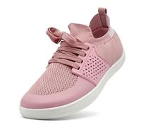 maxvinci Barefoot Shoes Womens Knitted Breathable Running Trainers Lightweight Walking Shoes Zero Drop Sole Casual Sneakers Mesh Gym Sports Tennis Shoes for Women(Pink 253)